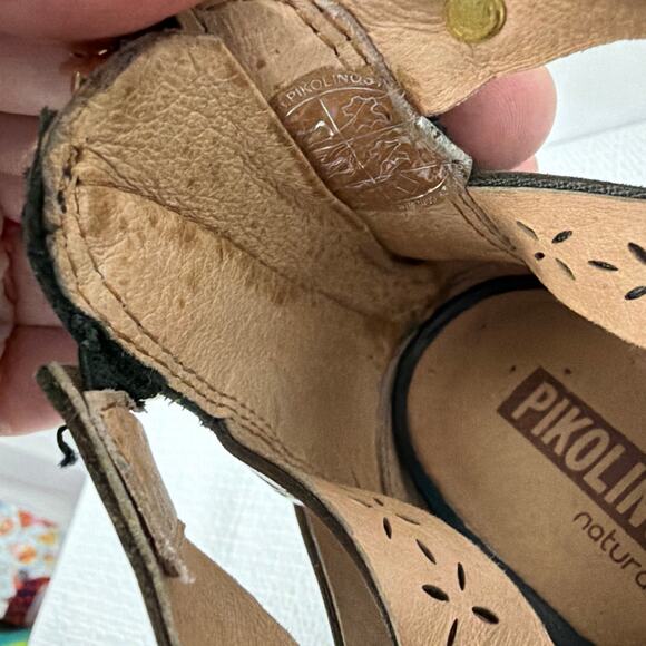 Pikolinos Java Sandals Womens 7 Gladiator Heel Leather Black Boho Ankle Zip 37 - Picture 6 of 10